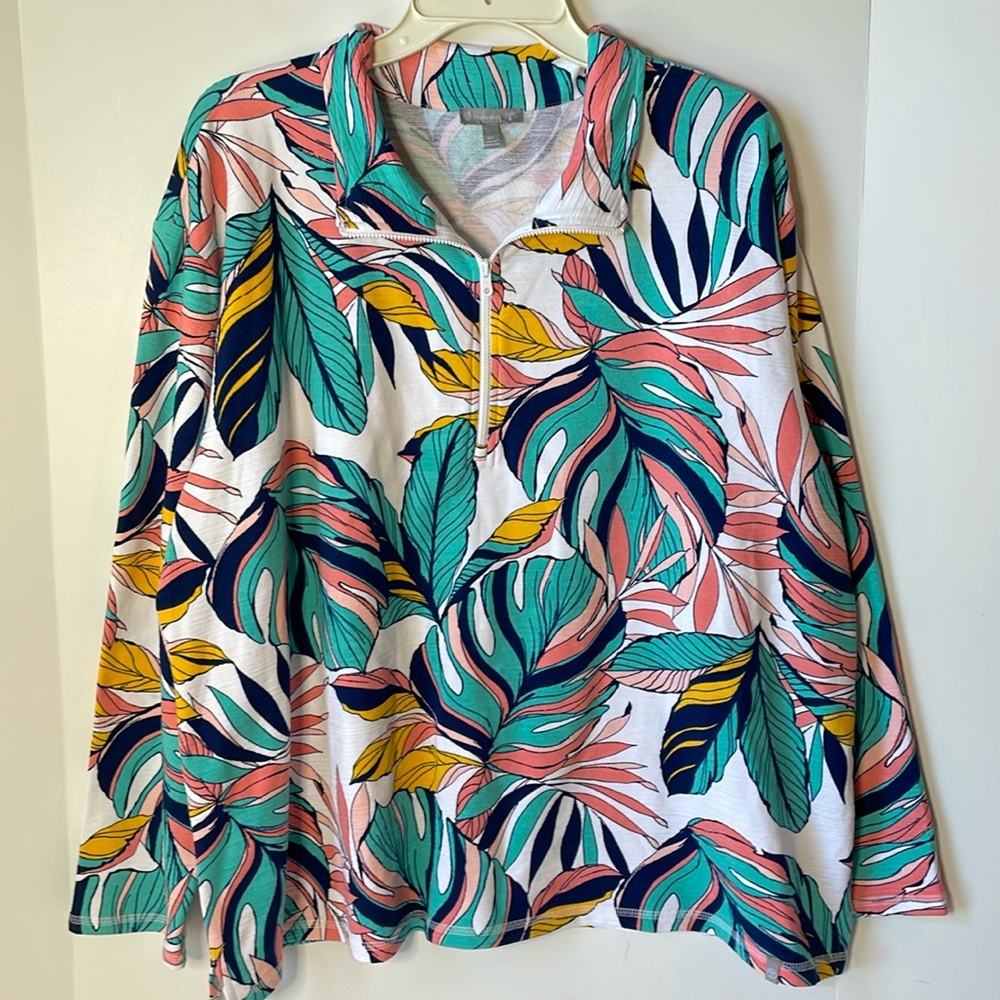 T by Talbot Womens Size 2X  FRENCH TERRY  1/4 ZIP PULLOVER -